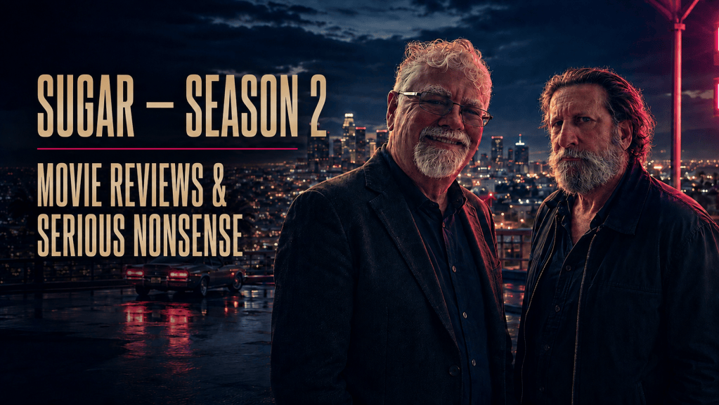 Sugar Season 2 episode artwork featuring Greg and Tom overlooking Los Angeles at night